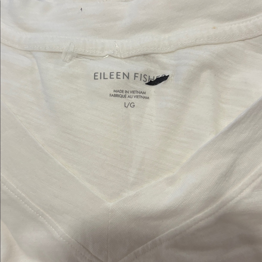 Eileen Fisher White Slubby Jersey Shirt, new without tags - Picture 3 of 7